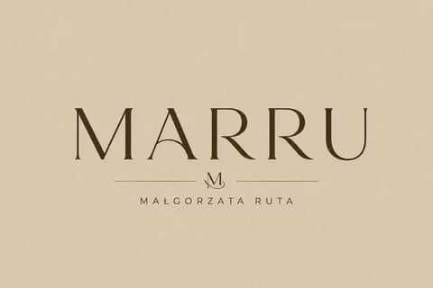 MARRU logo with Malgorzata Ruta text on beige background